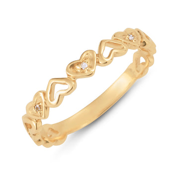 Stackable Heart Band With 3 Diamonds