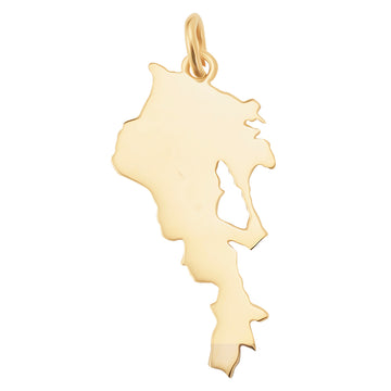 Armenia Map with Lake Sevan Pendant Necklace in 14K Gold