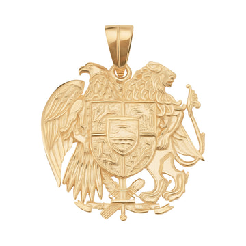 Armenian National Coat of Arms Pendant Necklace in 14K Gold