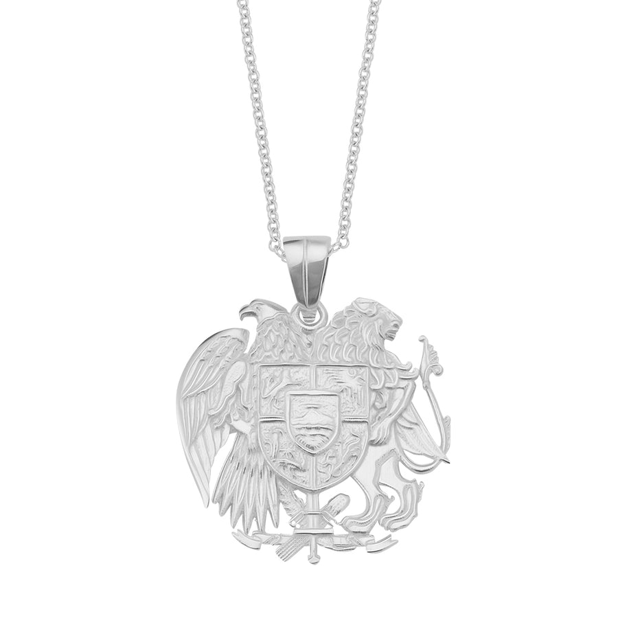 Armenian National Coat of Arms Pendant Necklace in Sterling Silver